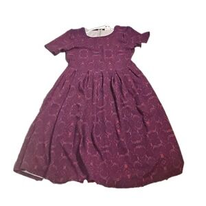Lularoe Amelia Woman's Midi Dress,burgundy geometric pattern,Size Large